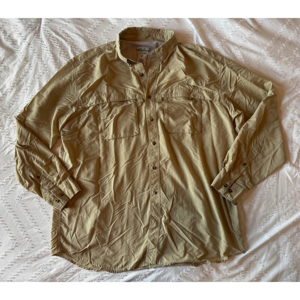 EUC L.LBean size XL tall Buzz Off insect shield button up shirt khaki